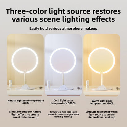 LED Makeup Mirror with Light Portable Desktop Dressing Mirror
