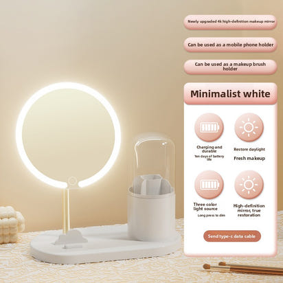 LED Makeup Mirror with Light Portable Desktop Dressing Mirror